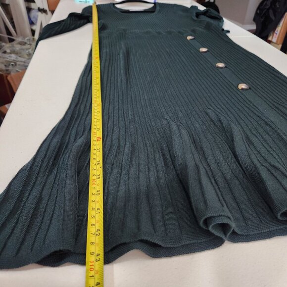 Studio One New York Dress Womens XL Ribbed Knit Button Detail Midi Fit Flaire - Picture 6 of 13